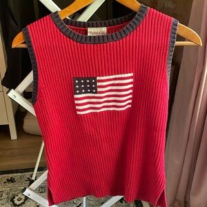 Vintage American flag sweater tank 100% cotton